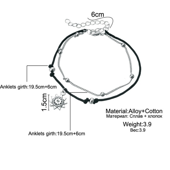 FC19 | Boho Foot Chain Sun Ankle Bracelet - Picture 3 of 4
